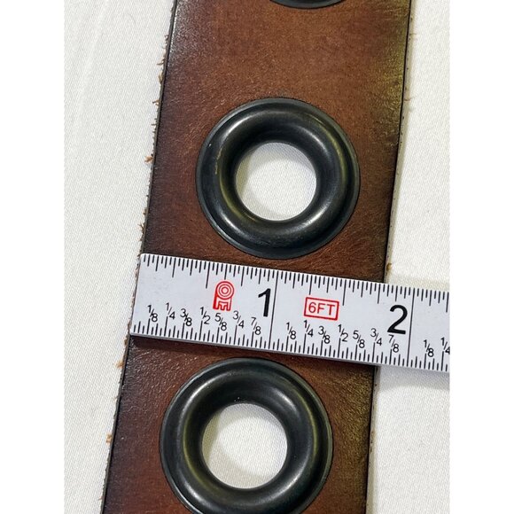 Vintage Unisex Brown Leather Belt Size S (39" Long) SKU 6288 - Picture 9 of 9